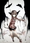  bad_id bad_pixiv_id black_skirt braid brown_eyes brown_hair dual_wielding expressionless full_body highres holding kneehighs knife madotsuki mary_janes outstretched_arm projected_inset shiguma_(sigmasmail) shoes skirt solo turtleneck twin_braids uboa yume_nikki 