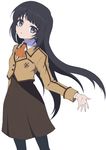  alternate_hairstyle black_hair blue_eyes highres long_hair nagi_no_asukara pantyhose school_uniform shiodome_miuna solo xingnai 