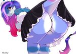  anthro anus breasts butt dragon erect_nipples female hair looking_back maid maid_uniform multi-colored_hair nipples plain_background plankboy presenting presenting_anus presenting_hindquarters pussy solo white_background 
