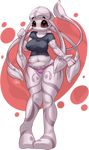 abstract_background black_sclera breasts chubby clothed clothing elpatrixf female ghast markings minecraft navel red_eyes solo tentacles thick_thighs video_games wide_hips 