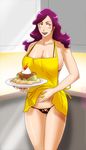  apron bleach breasts gairon hikifune_kirio huge_breasts nail_polish panties purple_hair underwear 
