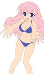  1girl absurdres baka_to_test_to_shoukanjuu bikini blue_eyes breasts busty covered_nipples erect_nipples hair_ornament hairclip highres himeji_mizuki legs long_hair navel photoshop pink_hair smile solo swimsuit thighs vector_trace 