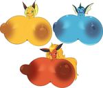  areola big_areola big_breasts big_ears big_nipples blonde_hair blue_nipples blush breasts bust canine chest_tuft eeveelution erect_nipples female flareon frills fur hair half-closed_eyes huge_breasts hyper hyper_breasts jolteon long_hair mammal nintendo nipples one_eye_closed orange_hair plain_background pok&#233;mon pok&#233;morph pok&eacute;mon red_nipples smile tehbuttercookie tongue tongue_out tuft vaporeon video_games white_background yellow_nipples 