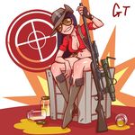  boots box breasts genderswap glasses gotwin gun hat jar jarate long_hair solo team_fortress_2 tf2 the_sniper weapon 