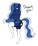  anthro bipedal blue_eyes blue_hair covering cutie_mark digital_media_(art) equine female friendship_is_magic full-length_portrait fur hair horn illusiveelusive legwear mammal my_little_pony on_one_leg plain_background princess_luna_(mlp) side_view solo standing thigh_socks three-quarter_view topless unicorn walking white_legwear 