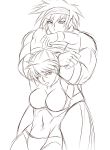  2girls fuyumi_natsuko hakada_yurie multiple_girls original ponytail sketch taroimo_(00120014) 