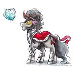 &lt;3 armor black_hair crown crystal electricity equine eye_mist facial_hair fangs friendship_is_magic glowing hair horn king_sombra_(mlp) magic male mammal my_little_pony plain_background red_eyes robe sideburns solo sophiecabra tess_garman unicorn white_background 