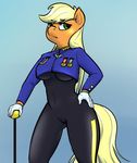  anthro anthrofied applejack_(mlp) blonde_hair blue_background clopper-dude clothing equine female freckles friendship_is_magic fur gloves green_eyes hair horse long_hair mammal my_little_pony orange_fur plain_background pony solo 