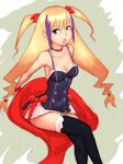  :o bare_shoulders blonde_hair breasts camisole chair choker cleavage crossed_legs dragonaut dress fumio_(rsqkr) grey_eyes jacqueline_baumgold jpeg_artifacts long_hair medium_breasts multicolored_hair sitting solo thighhighs twintails two-tone_hair zettai_ryouiki 