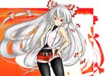  akunohana bangs bare_shoulders bow fujiwara_no_mokou hair_bow legwear_under_shorts long_hair pantyhose pantyhose_under_shorts shorts solo suspenders touhou very_long_hair 