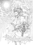  candle doll greyscale hashihime mizuhashi_parsee monochrome moon scarf shippori skirt solo stake touhou waraningyou 