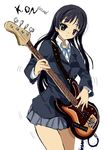  akiyama_mio bangs bass_guitar black_eyes black_hair blunt_bangs instrument k-on! long_hair school_uniform solo toshi_(little-fluffy-cloud) 