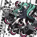  aqua_hair hatsune_miku headphones highres long_hair necktie saihate_(vocaloid) solo twintails uki_(room_405) very_long_hair vocaloid 