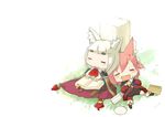  7th_dragon 7th_dragon_(series) =_= animal_ears blush book chibi fighter_(7th_dragon) harukara_(7th_dragon) ikurakun_(7th_dragon) lying mage_(7th_dragon) multiple_girls saliva sitting sleeping u_(the_unko) 