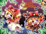  alternate_costume bat blonde_hair blue_eyes bow candy chibi eating food ghost halloween halloween_costume hat hourai_doll jack-o'-lantern lollipop long_hair moon multiple_girls night open_mouth plant pumpkin purple_eyes ritateo sack shanghai_doll smile star touhou vines wand 