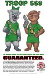  ambrosia bear cub duo english_text fbi female flat_chested girl_scouts gun handgun humor james_m_hardiman mammal parody penance plain_background ranged_weapon smile succubus team-up text trap undercover_agent uniforms weapon white_background young 