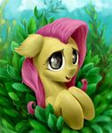  equine fangs female feral fluttershy_(mlp) friendship_is_magic fur hair long_hair mammal my_little_pony open_mouth outside pink_hair rallerae solo yellow_fur 