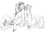  balls blackteagan breasts duo feline female lion male mammal monochrome nude penis straight uncolored 