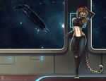  armpits cheetah clothing elbow_gloves eve_(game_series) eve_online feline female gloves machariel mammal midriff pinup pose sci-fi shinigamigirl solo space spacecraft standing tight_clothing 