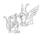  avian duo female flying friendship_is_magic gilda_(mlp) gryphon mickeymonster monochrome my_little_pony rainbow_dash_(mlp) sitting 