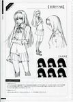  absurdres character_name character_sheet crossed_arms expressions greyscale hairband hand_on_own_chest highres kara_no_shoujo kneehighs lineart long_hair monochrome multiple_views non-web_source official_art scan school_uniform sketch skirt sugina_miki tsukishima_orihime 