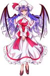  alternate_breast_size alternate_hair_length alternate_hairstyle breasts capelet curiosities_of_lotus_asia full_body hat highres large_breasts long_hair mob_cap purple_hair red_eyes remilia_scarlet tachi-e touhou transparent_background very_long_hair wings zephid 