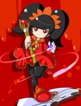  1girl ashley ashley_(warioware) black_hair female magic nintendo pantyhose red_eyes scepter sceptre solo staff twintails warioware 