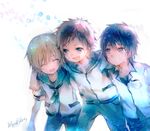  bad_id bad_twitter_id black_hair blue_eyes brown_eyes brown_hair closed_eyes isaki_kaname kihara_tsumugu male_focus multiple_boys nagi_no_asukara sailor_collar sakishima_hikari school_uniform shigaraki_(strobe_blue) 