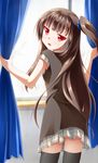  brown_hair highres long_hair original red_eyes sakura_yuuya solo thighhighs 