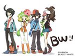  2girls ahoge baseball_cap bel_(pokemon) black_hair blonde_hair blue_eyes brown_hair cheren_(pokemon) copyright_name denim denim_shorts full_body gen_5_pokemon glasses green_eyes hat miskememo multiple_boys multiple_girls munna oshawott pantyhose pokemon pokemon_(creature) pokemon_(game) pokemon_bw ponytail short_hair shorts smile snivy standing tepig touko_(pokemon) touya_(pokemon) 