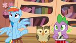  avian bounce dancing dragon drums equine friendship_is_magic horse mammal my_little_pony owl owlowiscious_(mlp) pegasus pony rainbow_dash_(mlp) smile spike_(mlp) wings 