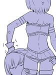  akemi_homura anger_vein armband ass back gloves gomibuta_kuzutarou long_hair magical_girl mahou_shoujo_madoka_magica miki_sayaka monochrome multiple_girls panties purple short_hair thighhighs under_skirt underwear yuri 