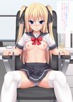  bangs bdsm blonde_hair blue_eyes blush bondage bound breasts chair clenched_teeth computer eto eyebrows_visible_through_hair full-face_blush highres long_hair md5_mismatch medium_breasts monitor mouse_(computer) nipples no_bra original panties restrained school_uniform serafuku shirt_lift solo stationary_restraints teeth thighhighs translated twintails underwear white_legwear white_panties 