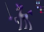  equine feral florence hair horn horseshoe levitation magic male mammal my_little_pony original_character purple_hair rapier rayhiros red_eyes simple_background solo sword unicorn weapon 