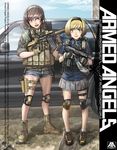 ammunition_pouch armed_angels assault_rifle blonde_hair body_armor boots brown_eyes brown_hair camouflage combat_boots cover cover_page english glock gloves gun h&amp;k_mp7 handgun hat headset heckler_&amp;_koch hk416 knee_pads kws lens_flare load_bearing_vest looking_at_viewer military military_uniform multiple_girls original plate_carrier pleated_skirt pouch rifle short_hair shorts skirt submachine_gun trigger_discipline uniform weapon yellow_eyes 