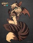  bat_ears bat_wings breasts brown_fur cyan_eyes falvie female fur hindpaw mammal pawpads paws solo wings 