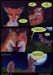  ? abby barefoot blush canine comic dialog english_text eyelashes female feral fox fur half-closed_eyes lying male mammal moon night outside pawpads paws rick rukifox text 