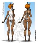  abstract_background anthro areola back black_fur black_nose blue_eyes breasts brown_fur brown_nipples butt cervine deer female fur gwen_applebottom hair hollandworks hooves kamina1978 lips mammal model_sheet navel nude orange_hair pubes short_hair small_breasts smile solo spots standing white_fur wide_hips 