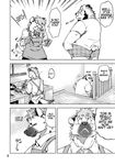  bear chubby clothing comic ena_(kumagaya) english_text greyscale hyena kumagaya_shin male mammal monochrome tailwag text tom_(kumagaya) 