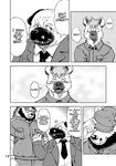  bear chubby clothing comic ena_(kumagaya) english_text eyewear glasses greyscale hyena kumagaya_shin male mammal monochrome pug text tom_(kumagaya) 