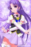  amane_satsuki arm_warmers brooch character_name copyright_name crossed_arms cure_fortune earrings hair_ornament hairpin happinesscharge_precure! hikawa_iona jewelry light_particles long_hair magical_girl md5_mismatch precure purple purple_background purple_eyes purple_hair purple_skirt skirt solo sparkle 