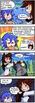  3_wolf_moon 4koma animal_ears blue_eyes blue_hair brown_hair closed_eyes comic commentary finnish head_fins howling imaizumi_kagerou meme mermaid monster_girl moon multiple_girls open_mouth package red_eyes setz shirt smile t-shirt touhou translated wakasagihime wolf wolf_ears 