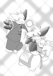  bow_tie duo eyeglasses fluffy_tail fur_markings kemono maid maid_uniform monochrome nintendo open_mouth pok&#233;mon pok&eacute;mon standing suit video_games yami zangoose 