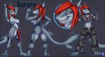  anthro areola aurora back barefoot blue_background blue_nipples breasts claws clothing collar dickgirl female fin fingerless_gloves fish front gloves hair intersex knot krinkels looking_at_viewer marine model_sheet nipples nude pants paws penis piercing plain_background red_hair shark sharp_teeth smile teeth yellow_eyes 
