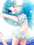  bikini bikini_skirt blue_eyes blue_hair happinesscharge_precure! long_hair ocean precure ruriruri shirayuki_hime solo swimsuit water 
