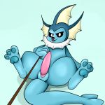  2019 animal_genitalia animal_penis eeveelution erection frill leash looking_at_viewer male nintendo nude pawpads paws penis petplay pok&eacute;mon pok&eacute;mon_(species) presenting roleplay simple_background sirpsycho solo spread_legs spreading tapering_penis vaporeon video_games 