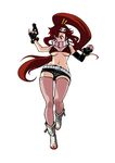  belt bikini_top boots breasts cleavage fingerless_gloves full_body gloves gun hair_ornament handgun kzzang large_breasts long_hair md5_mismatch navel ponytail red_hair scarf short_shorts shorts skull_hair_ornament solo tengen_toppa_gurren_lagann thighhighs weapon white_background yoko_littner 