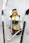  1girl asian blonde_hair breasts brown_eyes chouzuki_maryou cosplay drill_hair fingerless_gloves gloves gun hat large_breasts magical_musket mahou_shoujo_madoka_magica musket photo plump solo tomoe_mami tomoe_mami_(cosplay) twin_drills weapon 