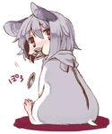  akagashi_hagane animal_costume animal_ears bad_id bad_pixiv_id eating grey_hair hamster_costume hamster_tail lowres mouse_ears nazrin red_eyes seed short_hair solo sunflower_seed tail touhou 