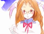 animal_ears artist_request blush breath_of_fire breath_of_fire_iii bunny_ears glasses momo_(breath_of_fire) red_hair robe solo 